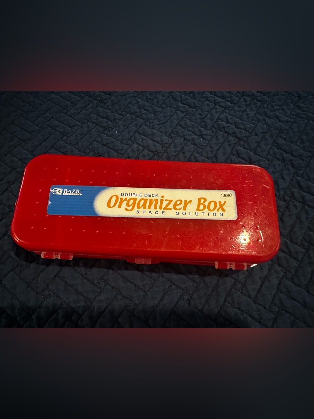 BAZIC Plastic Pencil Case 8" Double Deck Utility Storage Box, Organizer Red